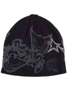 1pc Or 2pcs Gothic Style Men's Embroidered Scarf & Knit Hat, Fashion Street Ski Hat, Warm And Versatile, Suitable For Cold Weather, Loose Fit - Multicolor - View 14