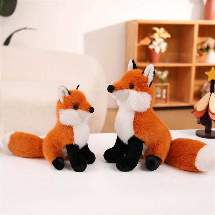 19cm/24cm Sitting Little Fox Plush Toy – Soft And Fluffy Stuffed Animal; Suitable For Room Decor, Children's Birthday Gifts, Back-To-School, Thanksgiving, Halloween, And Christmas.