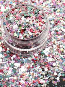 Nail Art Decorations, Ultra-Thin Colorful Solid Color Glitter, Sequins, Four-Pointed Star, Irregular Shaped Mixed Crystal Nail Art Assortment 1 Bottle, Korean-Style DIY Personal Nail Art Decorations, Glitter Sequins, Nail Stickers, Decals, Micro Rhinestones, Press-On Nail Decorations - Multicolor - View 10