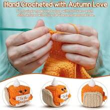 1pc Autumn Decor | Mini Crochet Pumpkin Pie Plush | Small Handmade Autumn Halloween Thanksgiving Ornament, Suitable For Home Office Indoor Dining Table Decoration, Christmas Stocking Filler - Multicolor - View 3