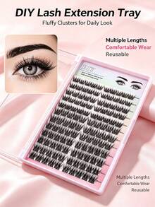 Individual Fluffy Lashes,Lash Clusters D Curl,12 Rows 12-16MM Mixed Lash Extensions,Soft And Natural Fluffy False Eyelashes Individual DIY Eyelash Extension At Home(F16) - C/D MIX - View 4