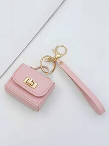 1pc PU Leather Mini Bag Keychain - Fashion Coin Purse With Gold Hardware, Compact Design, Suitable For Keys And Coins, Women's Keychain Bag Accessory - Multicolor - View 7