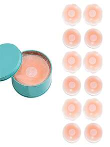 2/6/12pcs Women's Nipple Covers, Reusable Invisible Self-Adhesive Silicone Nipple Covers With Travel Storage Box - Multicolor - View 8