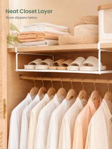White Metal Hanging Shoe Rack, No Drilling Required, Suitable For Under Cabinets, Bathroom Shelf, Expands Storage Space, Unisex, Suitable For Families, Multi-Scene Shoe Rack, Suitable For Wardrobe/Entryway, Kitchen, Bathroom - Multicolor - View 8