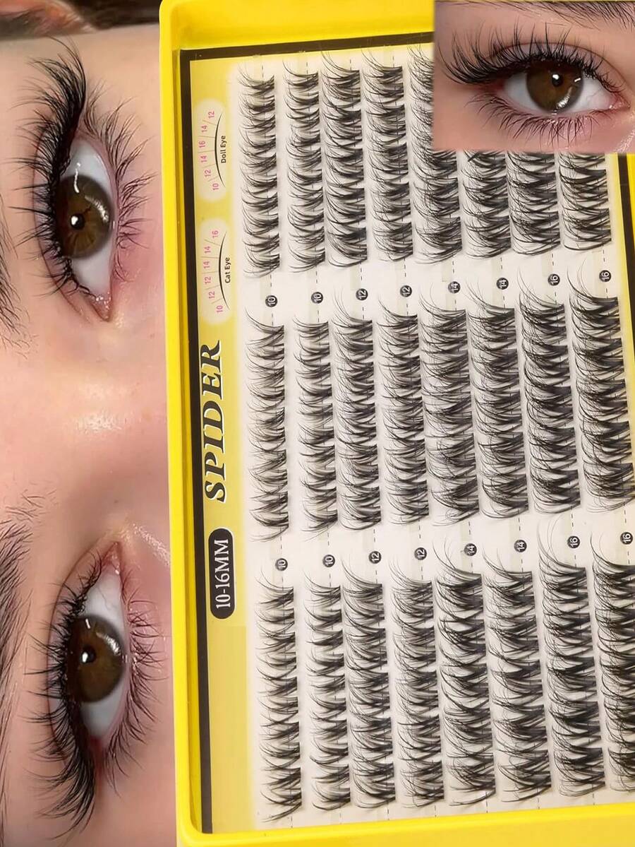120 Clusters Spider Breeze Eyelash Clusters DD Curl Natural Eyelash Clusters Wispy Cluster Eyelash Extensions 10-16mm Breeze Venus Eyelash Clusters Invisible Band Kim K Style Eyelash Extensions - LD - View 1