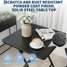 GOCAPTAIN Foldable & Weather-Resistant | 3-Piece Small Dining Table Patio Furniture - Square Iron Table And 2 Chairs - Compact Outdoor/Indoor Garden Dining Set - Space-Saving, Durable, Easy To Store - Black - View 6