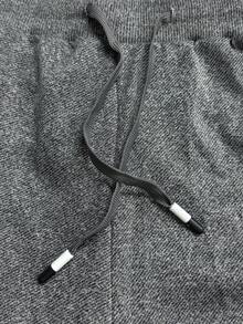 Men's Gray Loose Wide Leg Sweatpants, Casual Lounge Pants, Seam Detail Design, Drawstring Waist, Side Pockets Sports Fall - Dark Grey - View 5