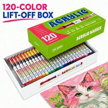 Juego de rotuladores acrílicos, bolígrafos de pintura acrílica de colores ricos, adecuados para principiantes y creadores profesionales, se pueden usar en papel, lienzo, piedra, regalos DIY hechos a mano por estudiantes, disponible en 12/24/36/48/63/72/84/120 piezas - Conjuntos - Ver 6