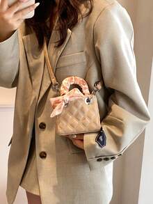 New Fashionable Embroidered Silk Scarf Handbag, Crossbody Mini Shoulder Square Bag - A - View 10