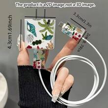 1組海星珊瑚海馬藍色海洋元素，適用於Apple充電器保護殼，相容Apple 18-20W - 彩色 - 查看 5
