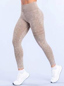 TCVC Women's High Waist Casual Slim Fit Sports Leggings For Fitness And Yoga - Champagne - View 4