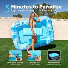 Inflatable Pool Lounge Chair, Sunbathing Lounger, Adult Pool Float, Floating Sunbed For Outdoor Pool, Lake, River And Ocean Fun; Pool Party Supplies, Summer Inflatable Swim Ring - A - View 6
