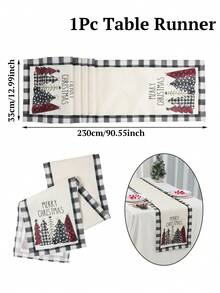 1 buah Taplak Meja Linen Selamat Natal, Taplak Meja Motif Pohon Natal Kotak-kotak Buffalo, Dekorasi Meja Pesta Dapur Ruang Makan Liburan Natal, Taplak Meja Linen Gaya Rumah Pertanian Musim Dingin, Dekorasi Natal, Hiasan Natal - MultiWarna - View 9