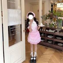 Pink Polka Dot Ruffle Apron, Suitable For Kitchen, Baking And Cooking, Can Be Used As Wedding And Holiday Photo Prop, Also Suitable For Garden Decoration, Perfect Gift Choice - Multicolor - View 6