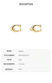 Coach Women's Stud Earrings - Gold 369816GLD710 - View 6