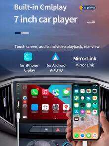 Optional 17.78cm Single Din Car MP5 Player / Rear View Camera, HD Screen Car Stereo With CarPlay & For Android Auto & Mirror Link, Support Steering Wheel Control, USB Input, EQ Effects, For Cars, For Christmas/Halloween Gift - MP5 - View 2