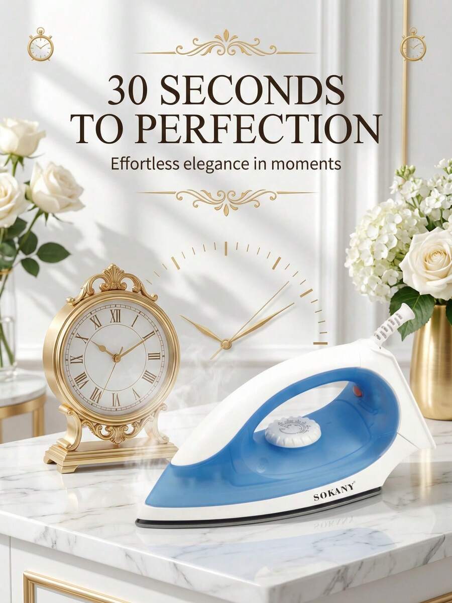 SOKANY-898A Handheld Electric Iron, Mini Portable Travel Iron For Students, Ceramic Soleplate Design, Suitable For All Types Of Clothing, Constant Temperature Ironing, Non-Damaging To Clothes, Adjustable Temperature Control, Overheat Protection - Blue - View 1