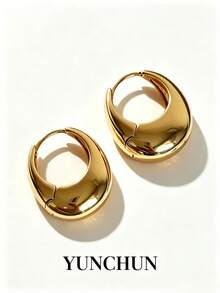YUNCHUN 1 Pair Classic Gold Minimalist Earrings, Essential Accessory For Daily Commute - Gold - View 2
