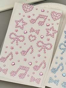 Back To School 3pcs Pearl Rhinestone Stickers Heart Music Note Star Self-Adhesive Crystal Gem Stickers Aesthetic Pastel Decals For Goo Card Journal Scrapbook Phone Case Photo Frame DIY Crafts Makeup Nail Decor Party Supplies Heart Stickers - Multicolor - View 14