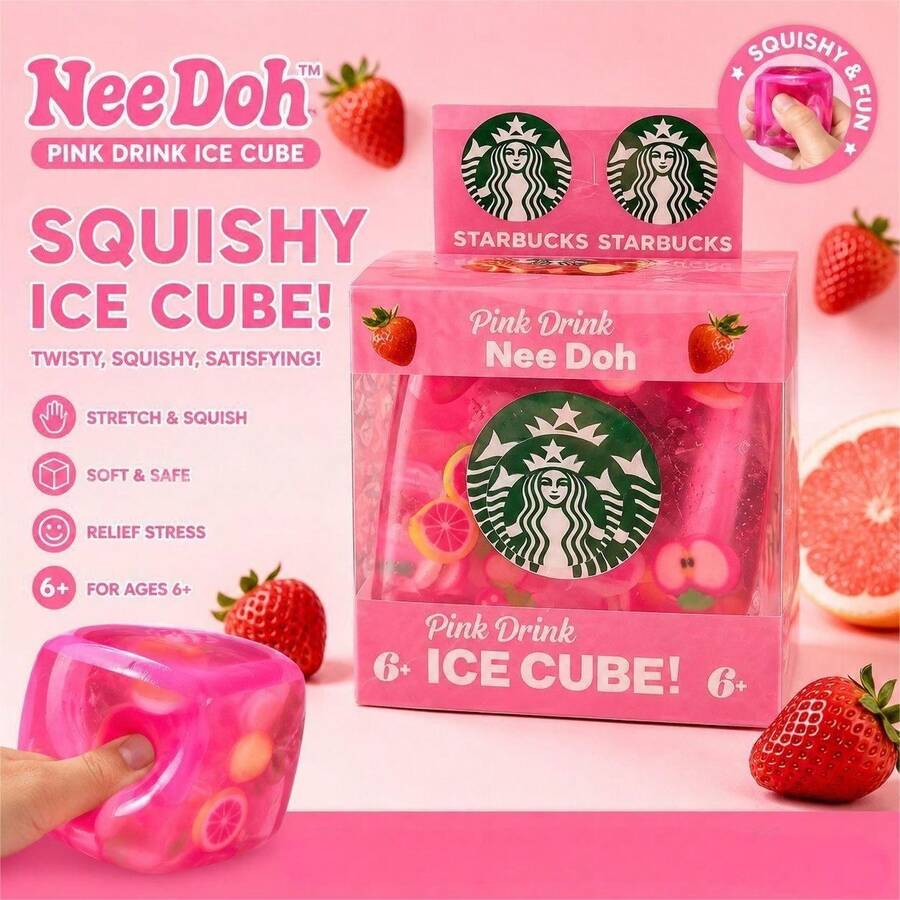 1pc High-Quality Soft Rubber Slow Rebound Ice Cube Squeeze Toy, Beverage Theme Series Stress Relief Gadget, Multi-Flavor Theme Decompression Toy, Soft Rubber Durable And Non-Deformable Stress Relief Item, Transparent Glossy Realistic Ice Cube Shape Squeeze Ball, Office Home Stress Relief And Emotional Release Toy, Adult Anxiety Relief Hand Toy, INS Style Creative Desktop Decor - Multicolor - View 1