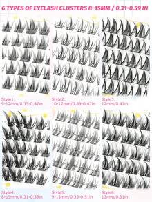 GROINNEYA 300pcs Large Capacity Eyelash Book Natural Look Single Cluster False Eyelashes Cartoon Style Pointed Single Cluster Eyelashes 6 Styles Cat Eye Cluster Eyelashes DIY Eyelash Extensions Random Style Suitable For Daily Wear Dating Travel Essential Eyelash Technician Supplies - C - View 5
