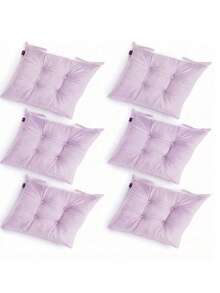 Set Of 6 Puffy Soft Square Chair Cushions – 40x40 Cm İN DER TURKEI - Purple - View 2