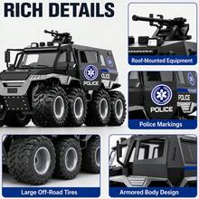 TEMI 8-Wheel Drive Police Armored Vehicle Toy, Suitable For Children 3 Years And Above, Inertia Off-Road SWAT Car Model, Friction Powered Truck, Ideal Gift For Birthday And Christmas - Black - View 7