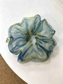 1件薄荷綠歐根紗雙層大腸髮圈女用髮帶，溫柔氛圍髮繩 - 彩色 - 查看 8