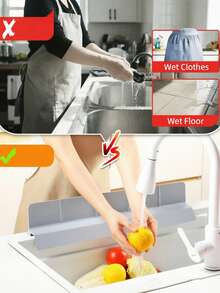 Silicone Sink Splash Guard With Suction Cups, Water Flow Diverter For Sink Edge And Under Faucet, Kitchen Countertop Anti-Slip Drip Guard - Multicolor - View 3