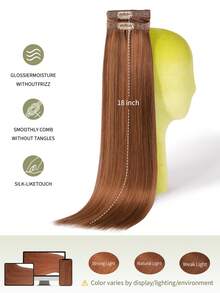 DNE HAIR 7件組 120G 33# 紅褐色夾式接髮片，雙層隱形夾式髮片，Remy髮，無縫柔軟厚髮尾，防脫落可重複使用，適合細髮，適用沙龍日常婚禮派對造型，女款與女孩適用 - S33 - 查看 9