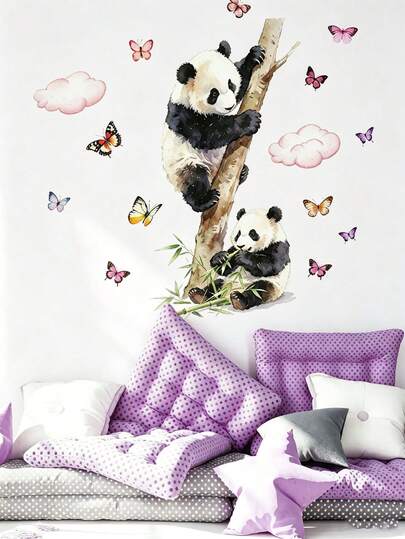 Animal Nursery Wall Decals, Panda Lion Leopard Stickers, Home Decor, Toddler Bedroom Supplies, Cute Unisex Boy Girl Baby Room Wall Art