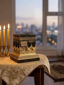 Exquisite Replica Model, Islamic Mecca Mosque Resin Statue, Gold And Black Muslim Home Desktop Decor (4.6 Inches) - House Model - View 11