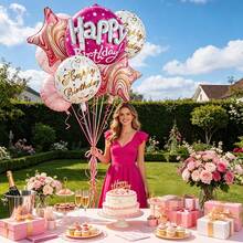 5pcs Creative 3D Happy Birthday Letter & Star Balloon Set, Birthday Party Foil Balloons - Balloon - View 11