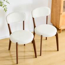 2 Person Dining Chair Set, Medieval Modern Style, Linen White - White - View 6