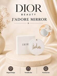 Dior مرآة ديور جينيروز، مصنوعة من الجلد الاصطناعي الأبيض، مزودة بمرآة عالية الدقة، صغيرة وخفيفة الوزن وسهلة الحمل، مثالية لتعديل المكياج اليومي وحملها في الحقيبة، مناسبة كهدية أو للاستخدام الشخصي - أبيض - مشاهدة 2