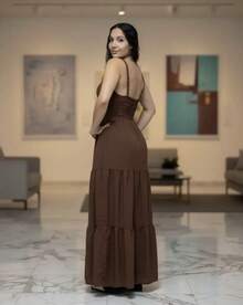 Women Long Dresses - Óxido marrón - Ver 5
