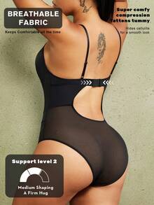 1 pieza Mono moldeador para mujer, control de abdomen & levantamiento de glúteos moldeador de una pieza - Negro - Ver 2