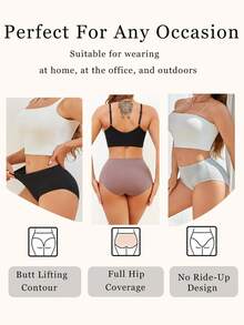 9PCS Women's Multi-Color Cotton Comfortable Breathable High-Waisted Briefs  Perfect For Gifts, Plus Size Women's Underwear S-XXL - 彩色 - 查看 3