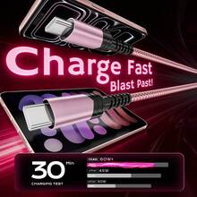 Tzlrxl USB C To USB C Fast Charging Cable, 480Mbps Data Sync Cable, Compatible With USB-C Devices, Durable Braided Design, 100cm/200cm Optional - 灰色 - 查看 3