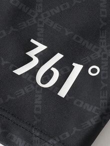 361degree New Men's Racing Bermuda Swim Trunks, Drawstring Waist, Breathable Quick-Dry High-Stretch Fabric, Letter Print Fashionable Design, Suitable For Hot Springs, Kayaking, Paddleboarding, Surfing, Rafting, Beach Volleyball, Teenagers, Adults, All Seasons - Black - View 10