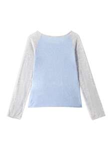 Sweater Rajut Tipis, Bernapas, dan Elegan dengan Kombinasi Warna Baru untuk Musim Semi/Gugur - Baby Blue - View 7