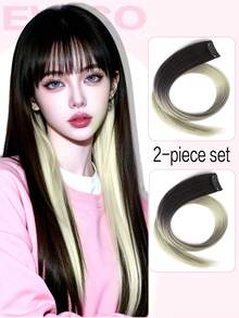 2pcs/Pack Synthetic Colorful Party Clip-In Hair Extensions, Suitable For Girls, 22 Inch, Multi-Color Straight Hair, Synthetic Fiber - Multicolor - View 9