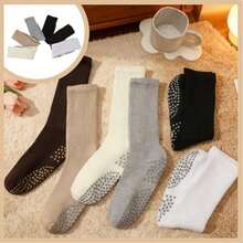 2/4/6/8 Pairs Women's Pilates Slouch Crew Yoga Socks, Non-Slip Grip For Ballet Dance And Hospital Workout - Multicolor - View 5