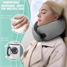 Ergonomic U-Shaped Memory Foam Neck Pillow, Travel Airplane Neck Pillow, Office Nap Essential, Portable Neck Pillow, Trending Style - Multicolor - View 4