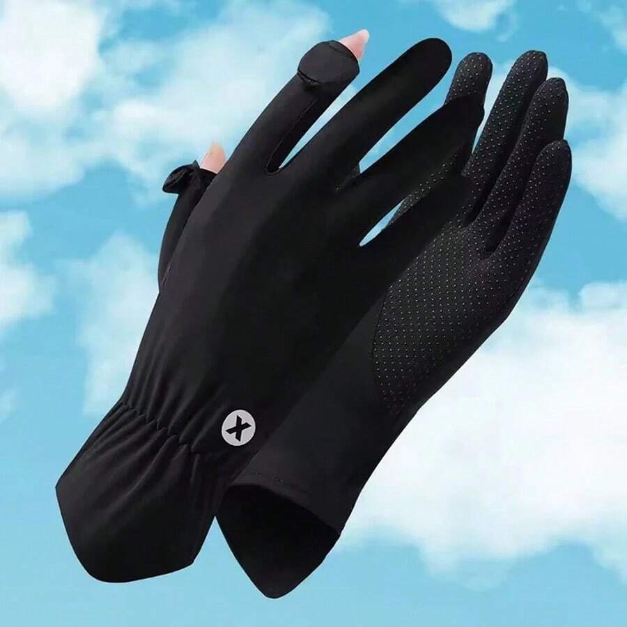 Summer Ice Silk Cool Breathable Gloves, Outdoor Driving Cycling Use, UV Protection, Touchscreen Flip Cover Elastic Protective Gloves - Multiple Styles - View 1