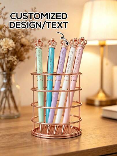Personalized Crown Ballpoint Pen / Rose Gold Crystal Metal Pen / Engraved Exquisite Stationery / Bridesmaid Gift / Wedding Guest Book Pen / Office & School Supplies / Teacher's Day / Back To School