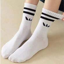 1/5/6/10/20 Pairs Women's Black And White Striped Mid-Calf Socks, Premium Color Matching, Soft And Comfortable, Moisture-Wicking And Breathable, Suitable For All Occasions - Multicolor - View 9
