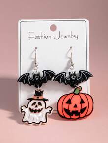 1 Pair Halloween Dangling Earrings, Fun, Cute And Playful Design Halloween Party Earrings - Multicolor - View 5
