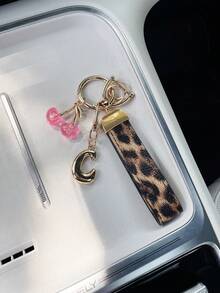 26 Letters To Choose From, Keychain Pendant, Creative Cherry Pendant, Leopard Print Pattern Key Strap, Car Keychain Pendant, Bag Decoration Pendant, Personalized Fashionable Key Matching. Key Accessories, Car Remote Control Decoration Pendant, Holiday Gift. - Letter - View 64
