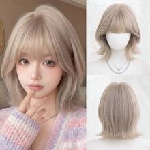 NAMM 12 Inch Tea-Brown Short Curly Wigs For Women ,Soft Silky Heat-Resistant Synthetic Fiber Wigs For Daily Use, Perfect For Holidays Music Festivals Celebrations-Sakura Celebrations Glam & Party Street Wear Photography Use(Available In Multiple Colors), Halloween - Multicolor - View 16